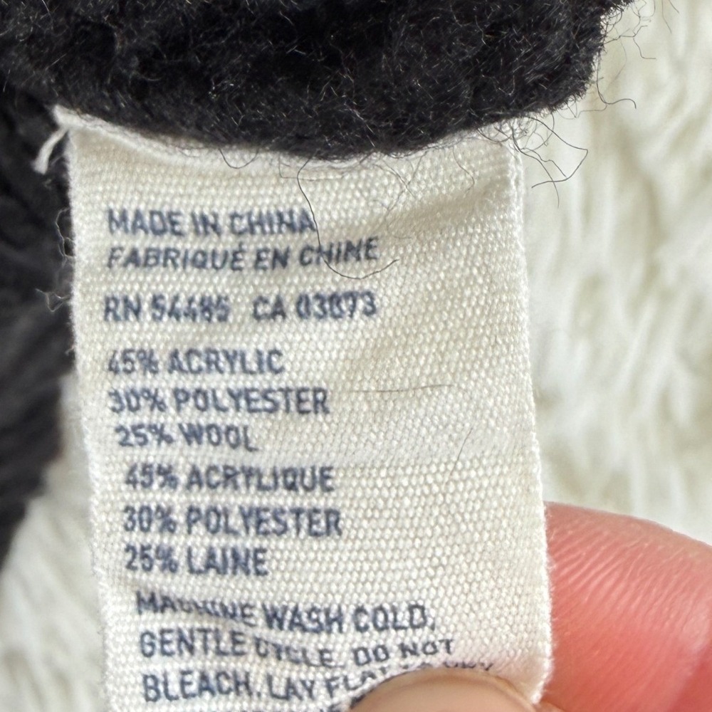 American Eagle Fair Isle Geometric Wool Knit Sweater Black White Women's Medium - Picture 5 of 11